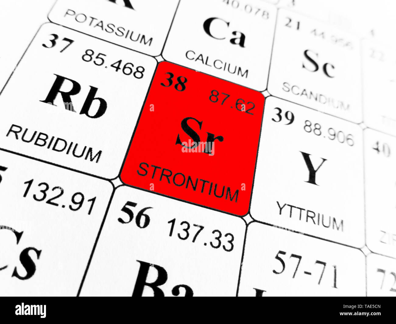 Strontium auf das Periodensystem der Elemente Stockfotografie Alamy