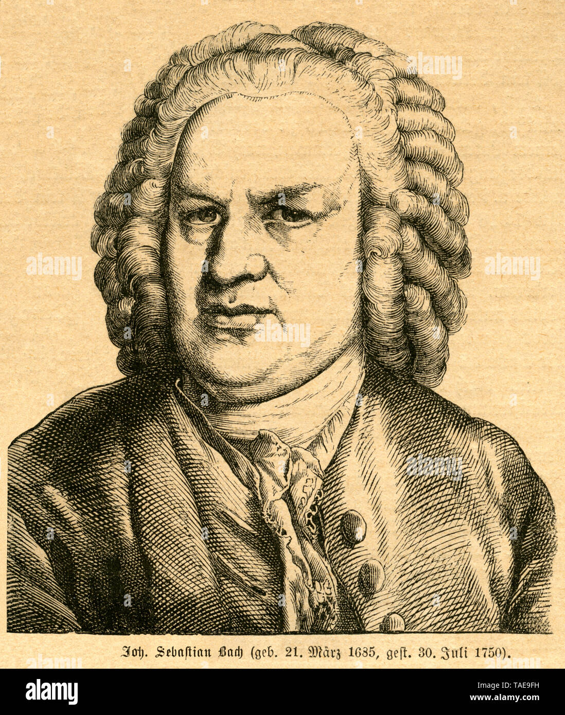 Europa, Deutschland, Sachsen, Leipzig, Johann Sebastian Bach, Illustration aus: "Illustrirtes Konversations-Lexikon", vergleichendes Nachschlagebu Stockfoto