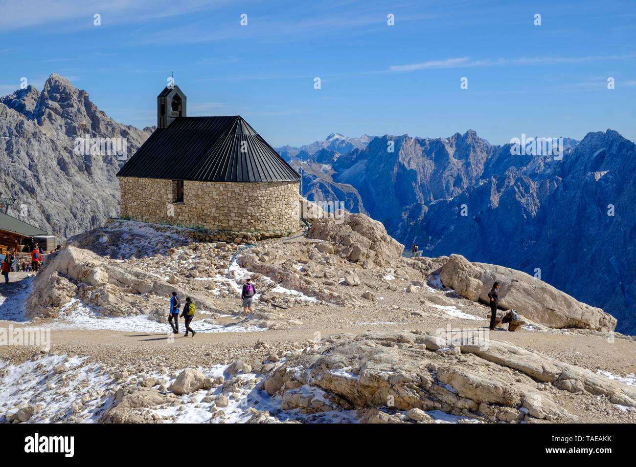 Kapelle Maria Heimsuchung, Zugspitzplatt, Zugspitze, Garmisch-Partenkirchen, Werdenfelser Land, Oberbayern, Bayern, Deutschland Stockfoto