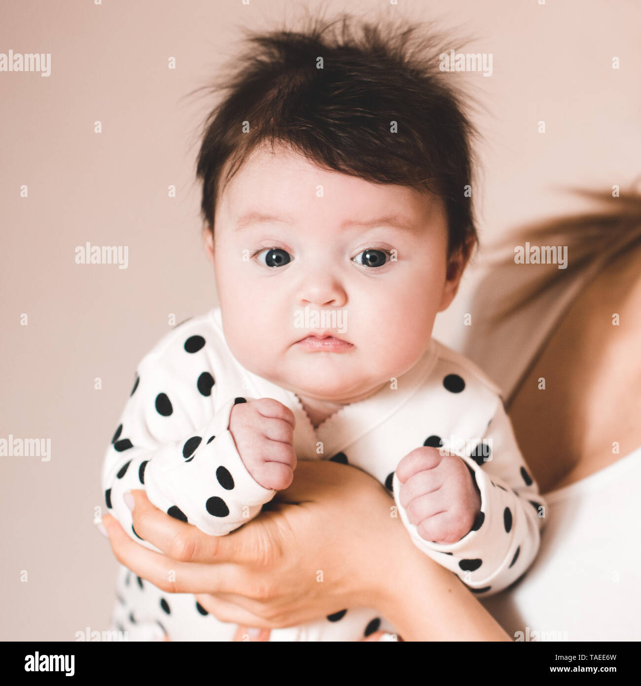 Mutter Holding Baby hautnah. Die Mutterschaft. Mutterschaft. Kindheit. Stockfoto