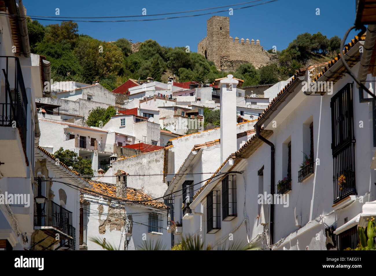 Jimena de la Frontera Dorf in der Provinz Cadiz, Andalusien, Spanien. Stockfoto