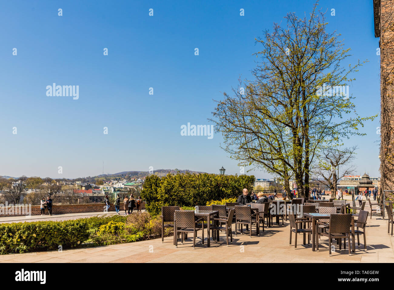 Blick von der Weichsel in Krakau, Polen Stockfoto