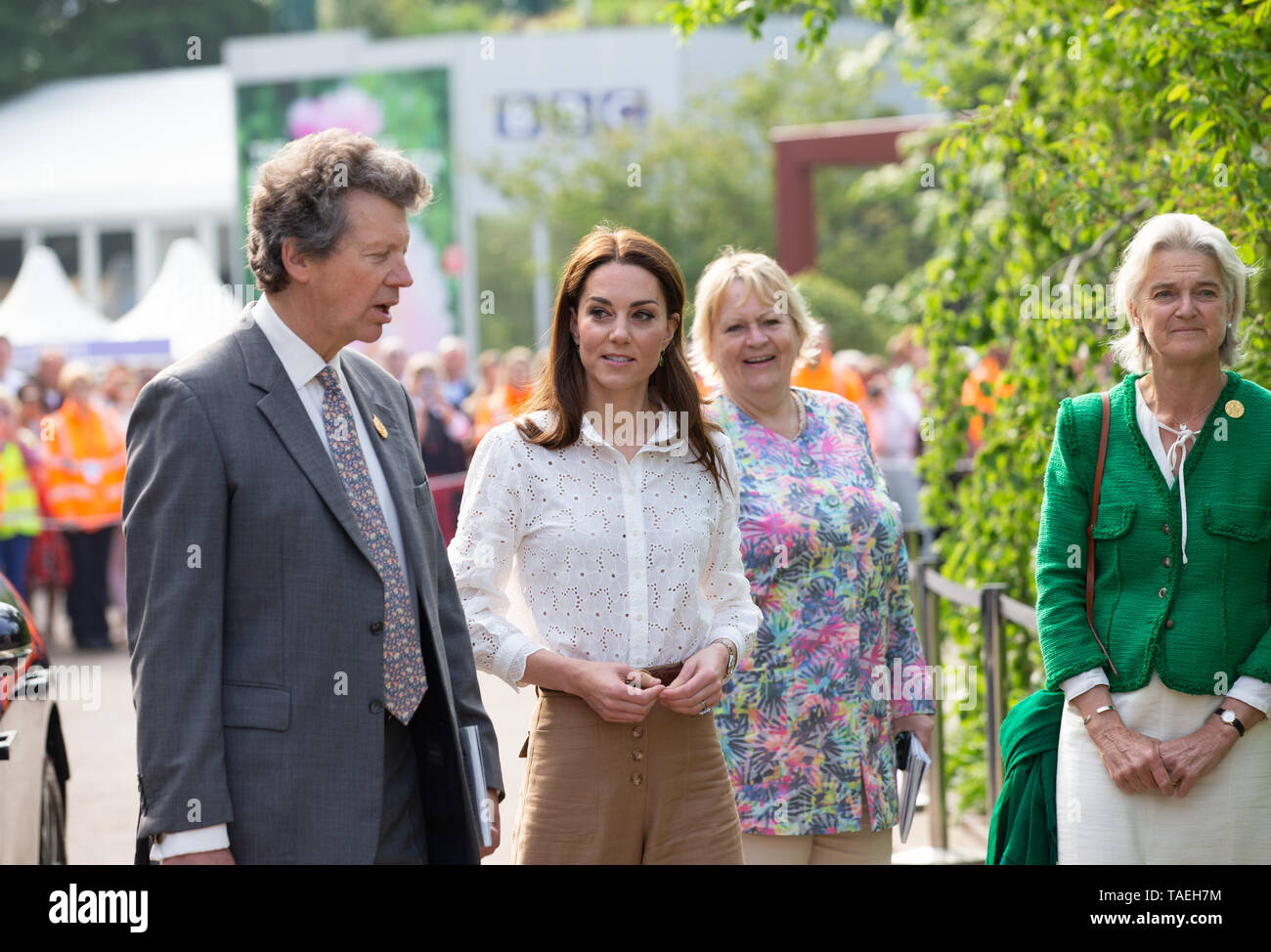 Katharina, Herzogin von Cambridge, Ehefrau von Prinz William, Herzog von Cambridge besucht ihren "Zurück zur Natur" Garten an der RHS Chelsea Flower Show. Stockfoto