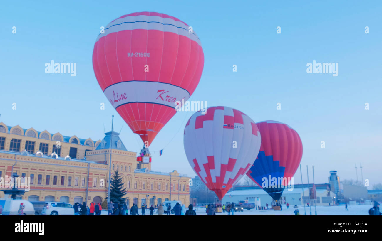 Masse - Start auf dem Festival der Heißluft-ballons Stockfoto