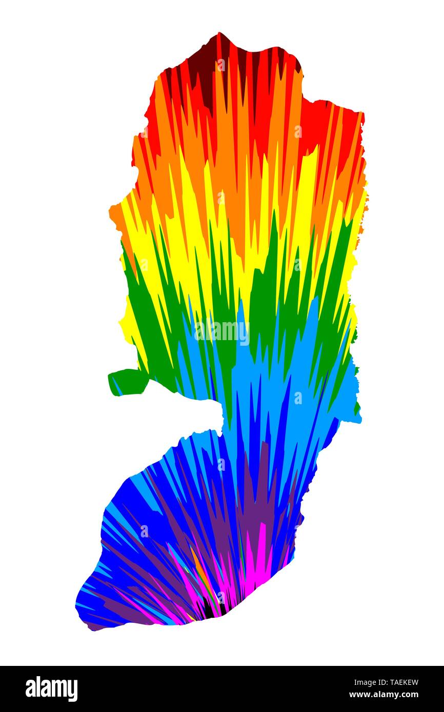 West Bank - Karte ist Rainbow abstrakte farbenfrohe Muster entworfen, West Bank Karte aus Farbe Explosion, Stock Vektor