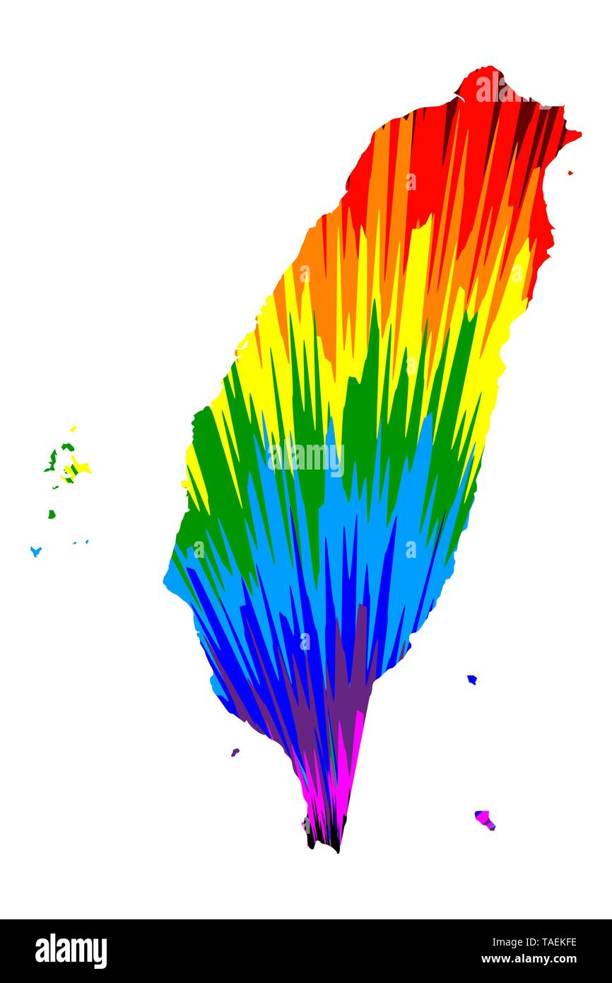 Taiwan - die Karte ist so konzipiert, dass Rainbow abstrakte farbenfrohe Muster, Republik China (ROC) Karte aus Farbe Explosion, Stock Vektor