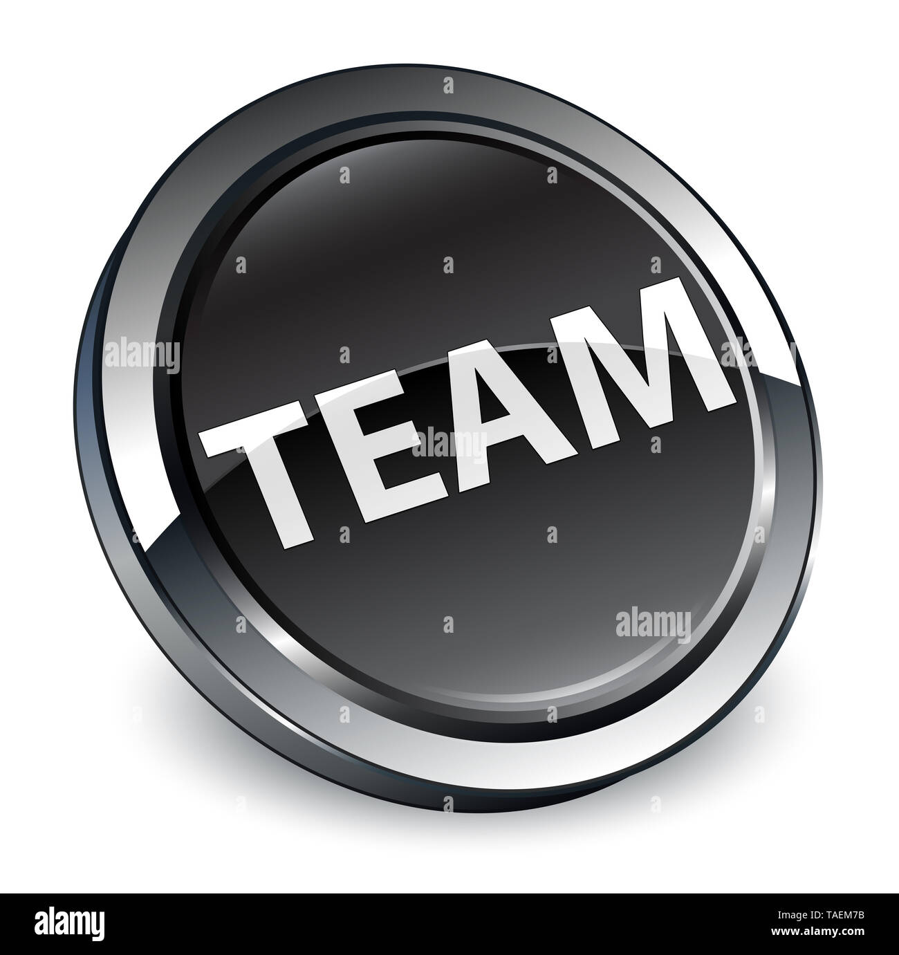 Team isoliert auf 3d-schwarze runde Schaltfläche abstrakte Abbildung Stockfoto