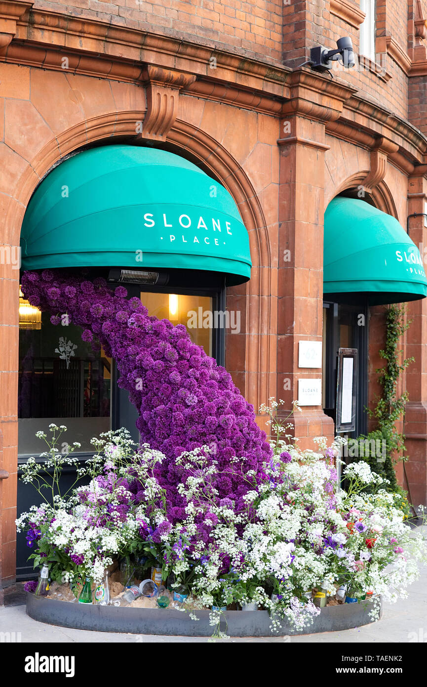 Chelsea in der Blüte 2019, Sloane Ort Hotel floral Display Stockfoto