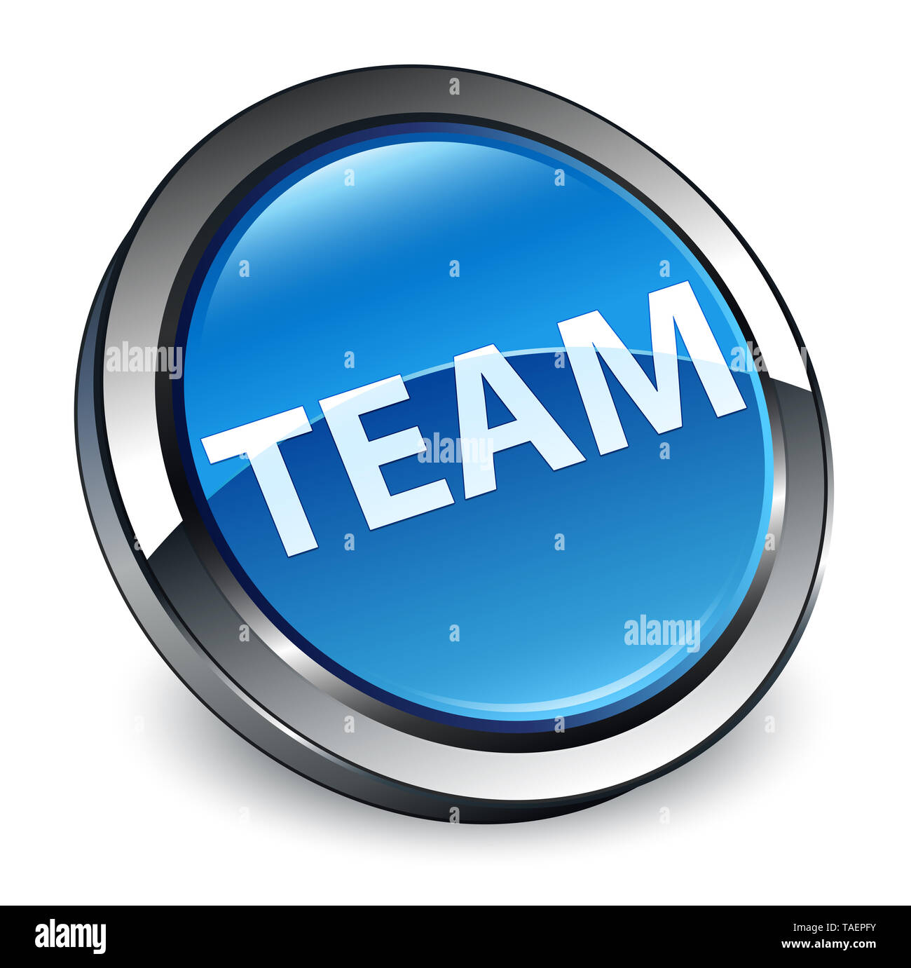 Team isoliert auf 3d-Blau runder Knopf abstrakte Abbildung Stockfoto