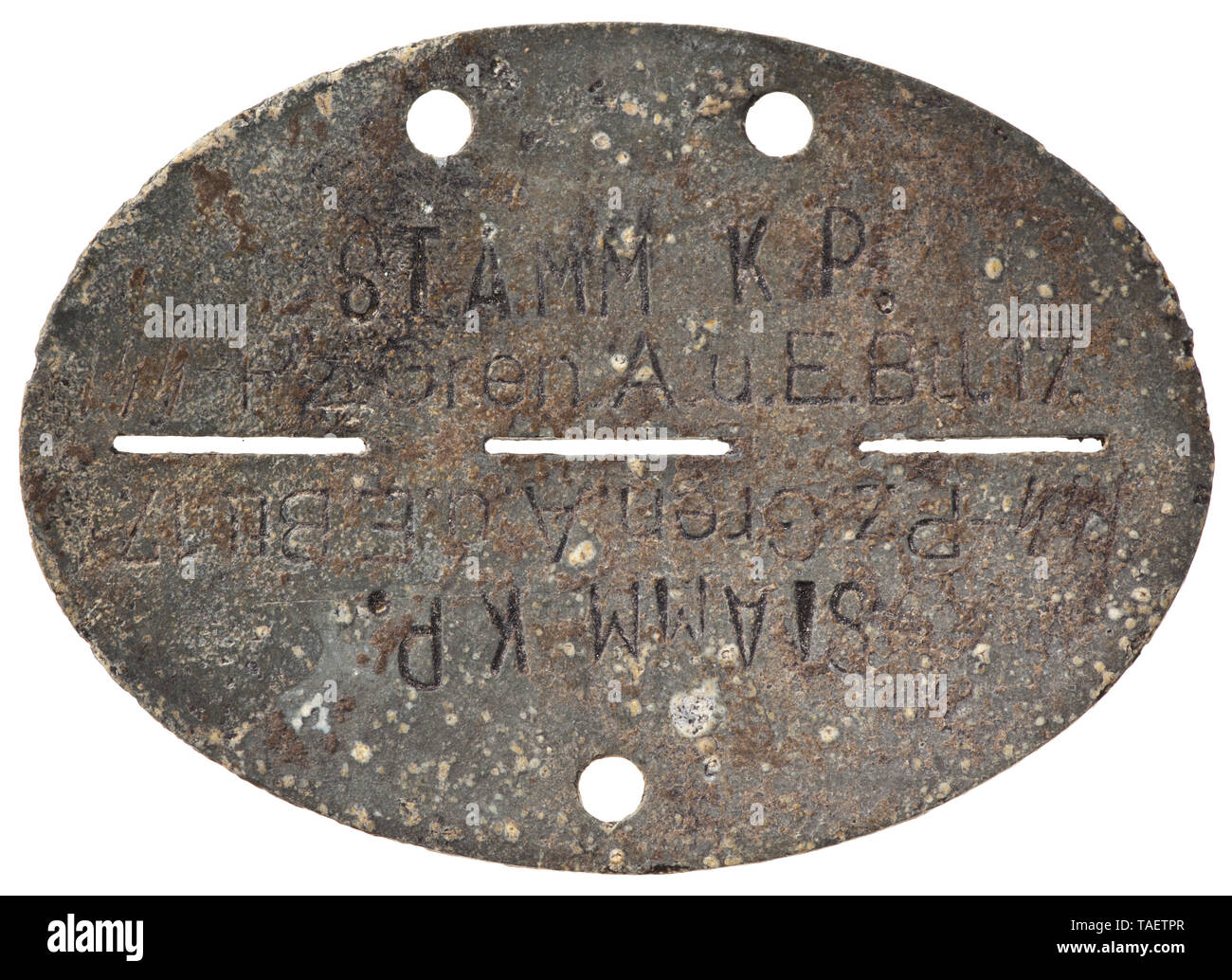 Eine Markierung, 17 SS Panzergrenadier Division "Götz von Berlichingen" migriert Feinzink (stark) mit im Vergleich zur Bezeichnung von tamm Kp. SS-Pz.Gren. A.u.E. Btl. 17', Rs. Zahl '76'. historischen, historische, 20. Jahrhundert, 1930S, 1940s, Waffen-SS, bewaffneten Division der SS, bewaffneten Service, Streitkräfte, NS, Nationalsozialismus, Nationalsozialismus, Drittes Reich, Deutsche Reich, Deutschland, Militär, Militaria, Utensilien, Ausrüstung, Geräte, Objekt, Objekte, Stills, Clipping, Clippings, Ausschneiden, Ausschneiden, Ausschnitten, Faschismus, faschistische, nationalsozialistische, NS, NS-Zeit, Editorial-Use - Nur Stockfoto