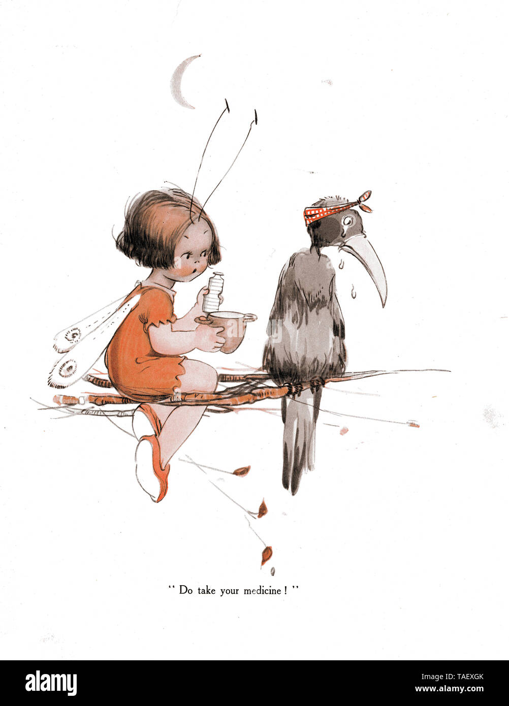 Die Lucie Attwell Jährliche - 1922. Abbildung aus dem Reim 'Do nehmen Sie ihre Medizin' in der ersten jemals Lucie Attwell Jahresbericht 1922 Stockfoto