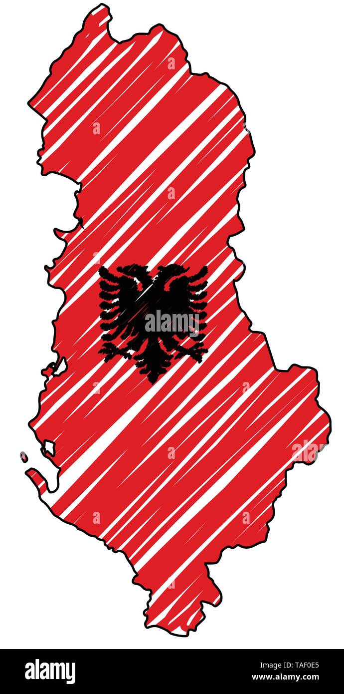 Albanien Karte Hand Gezeichnete Skizze Vektor Konzeption Illustration Flag Kinder Zeichnen Kritzeln Karte Land Karte Fur Infografik Broschuren Und Stock Vektorgrafik Alamy
