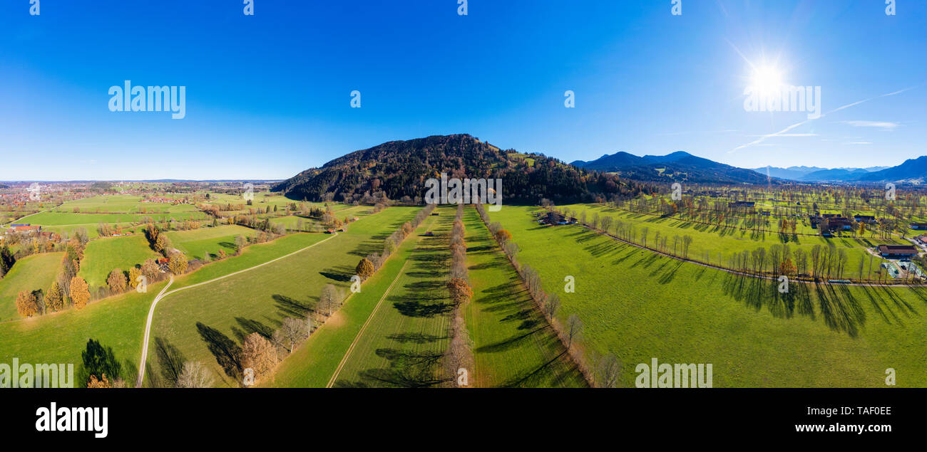 Deutschland, Bayern, Sonntratn und Schuerfkopf, Hedge von Bäumen in der Nähe von Gaissach, Luftaufnahme Stockfoto