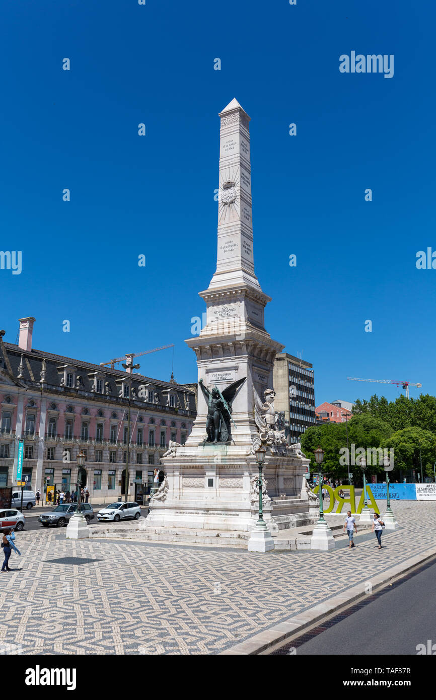 Monumento aos Restauradores, Lissabon, Portugal Stockfoto