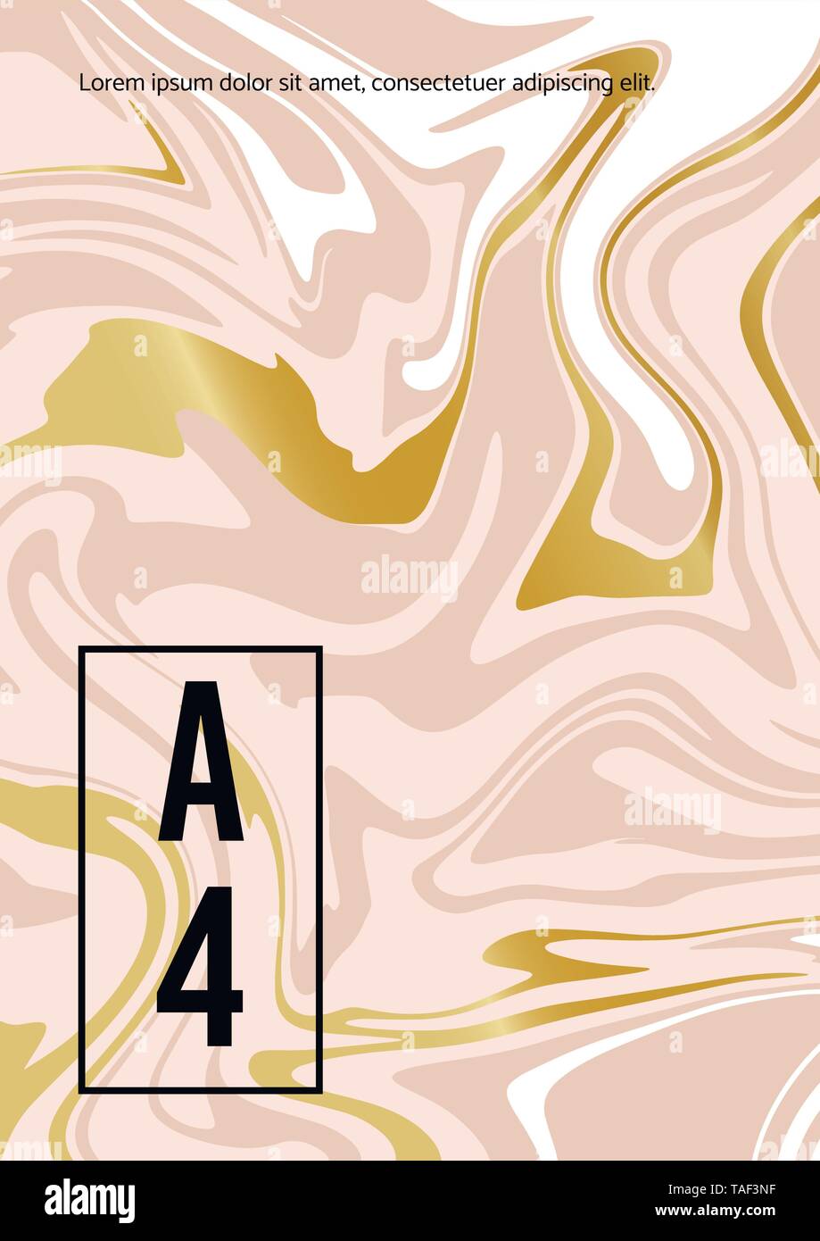 Marmor Abstract Pink Gold weißen Hintergrund. Vektor Textur der Flüssigkeit Farbe. Vorlage A5 A4 A3 für Hochzeit, Einladungen, Banner, Karten Stock Vektor