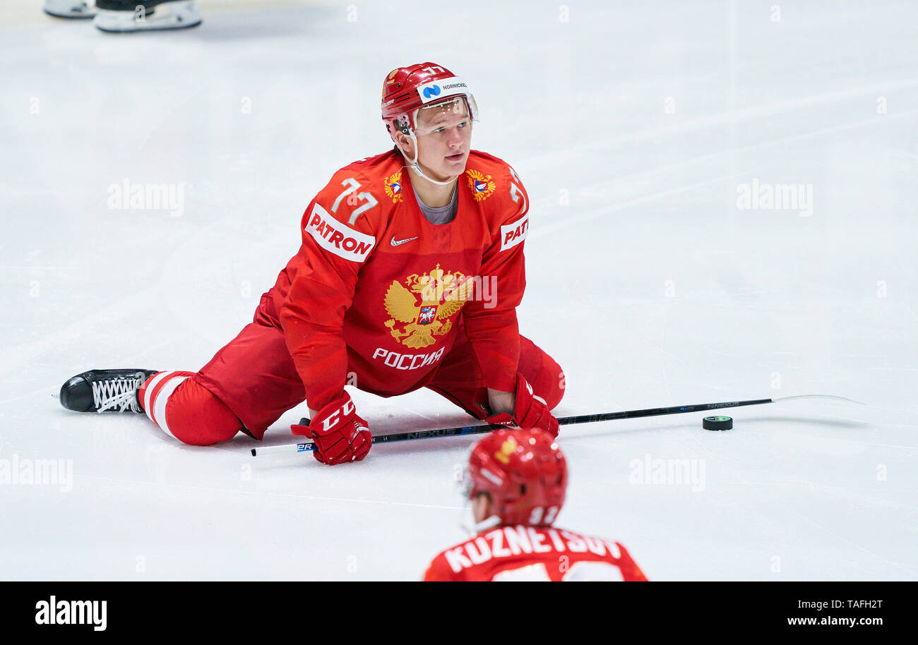 Kirill KAPRIZOV, RUS 77 Gymnastik, Dehnen, Aufwärmen, Aufwärmen, Vorbereitung für das Spiel Russland - USA 4-3 Russland - USA Viertelfinale IIHF Eishockey-WM in Bratislava, Slowakei, Slowakei, 23. Mai 2019, Saison 2018/2019, © Peter Schatz/Alamy leben Nachrichten Stockfoto