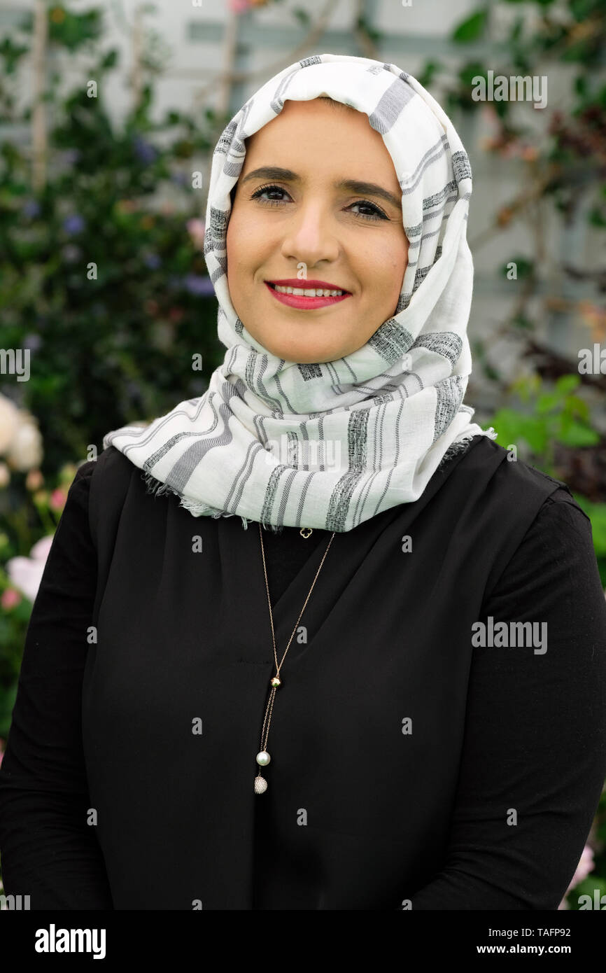 Hay Festival, Heu auf Wye, Powys, Wales, Großbritannien - Samstag, den 25. Mai 2019 - omanische Thema Jokha Alharthi Gewinner des Man Booker International Prize für ihren Roman Himmelskörper im Hay Festival. Foto Steven Mai/Alamy leben Nachrichten Stockfoto
