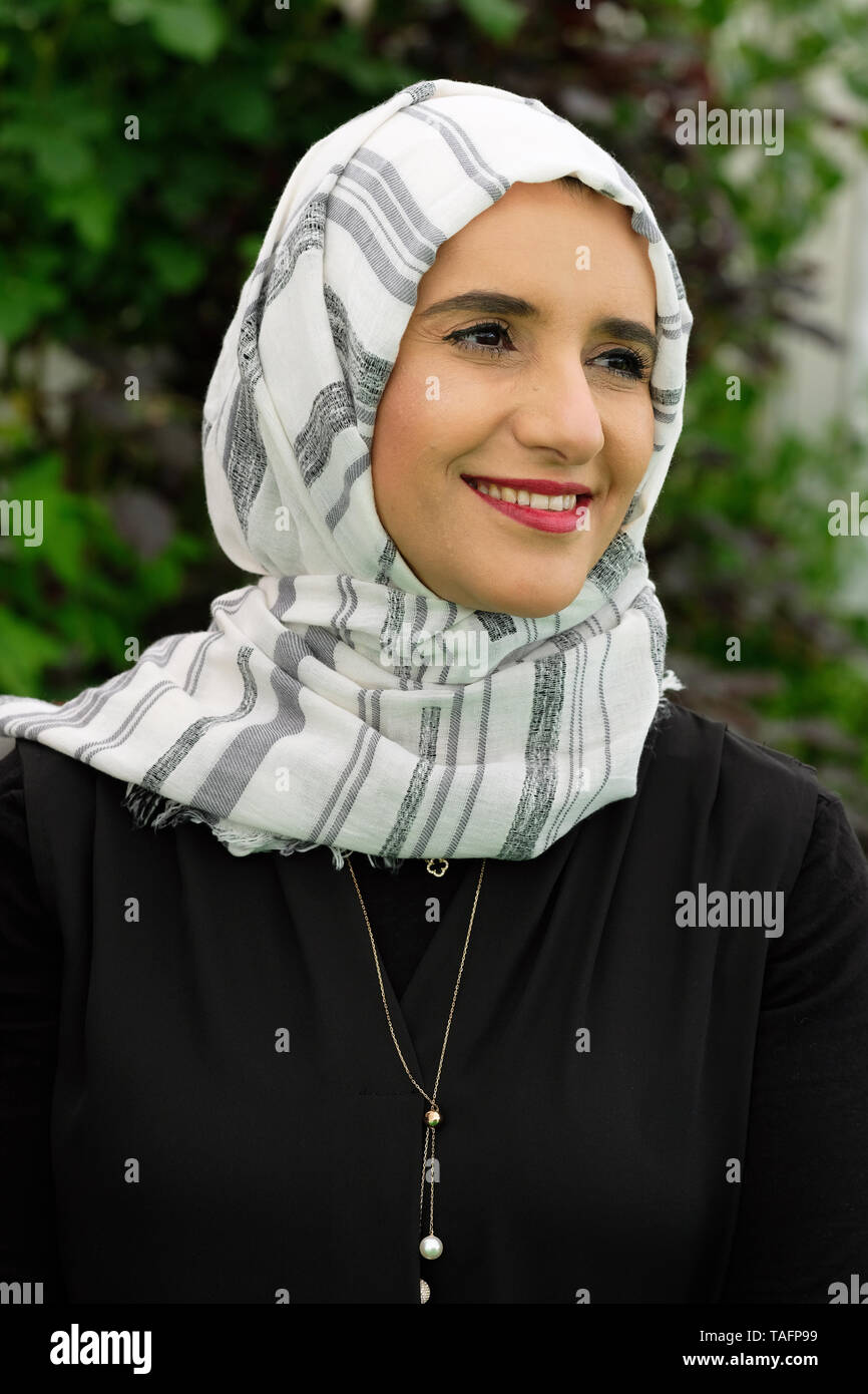 Hay Festival, Heu auf Wye, Powys, Wales, Großbritannien - Samstag, den 25. Mai 2019 - omanische Thema Jokha Alharthi Gewinner des Man Booker International Prize für ihren Roman Himmelskörper im Hay Festival. Foto Steven Mai/Alamy leben Nachrichten Stockfoto