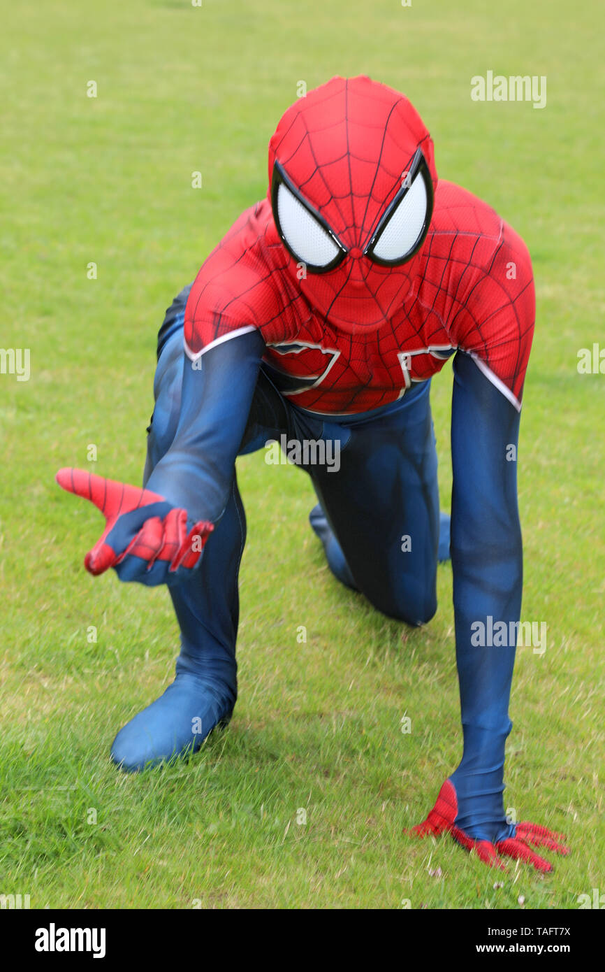 London, Großbritannien. 25. Mai 2019. Spider-Man am MCM London Comic Con an Excel in London. Quelle: Paul Brown/Alamy leben Nachrichten Stockfoto