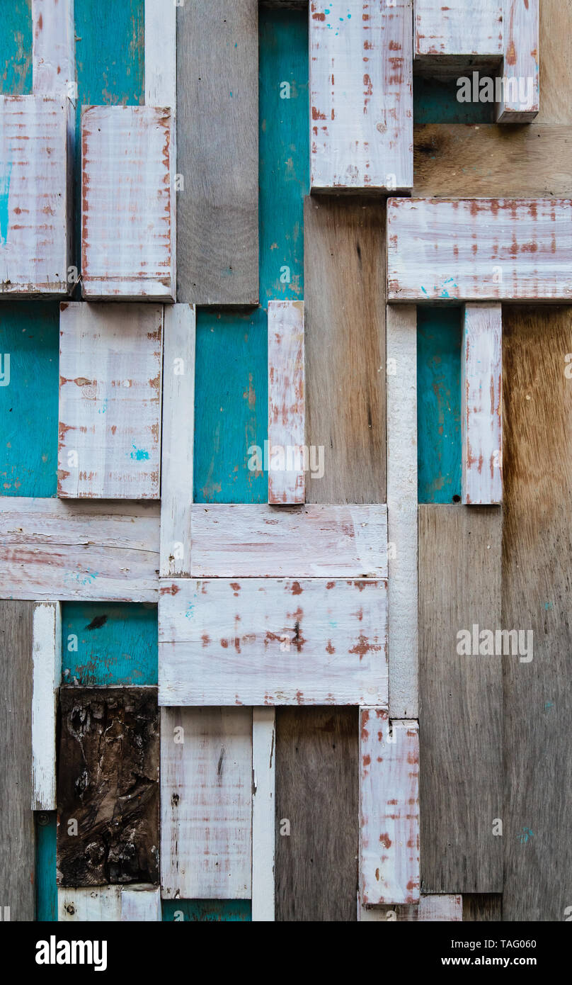 Vintage Design blau Farbe Holz Wand detail Stockfoto