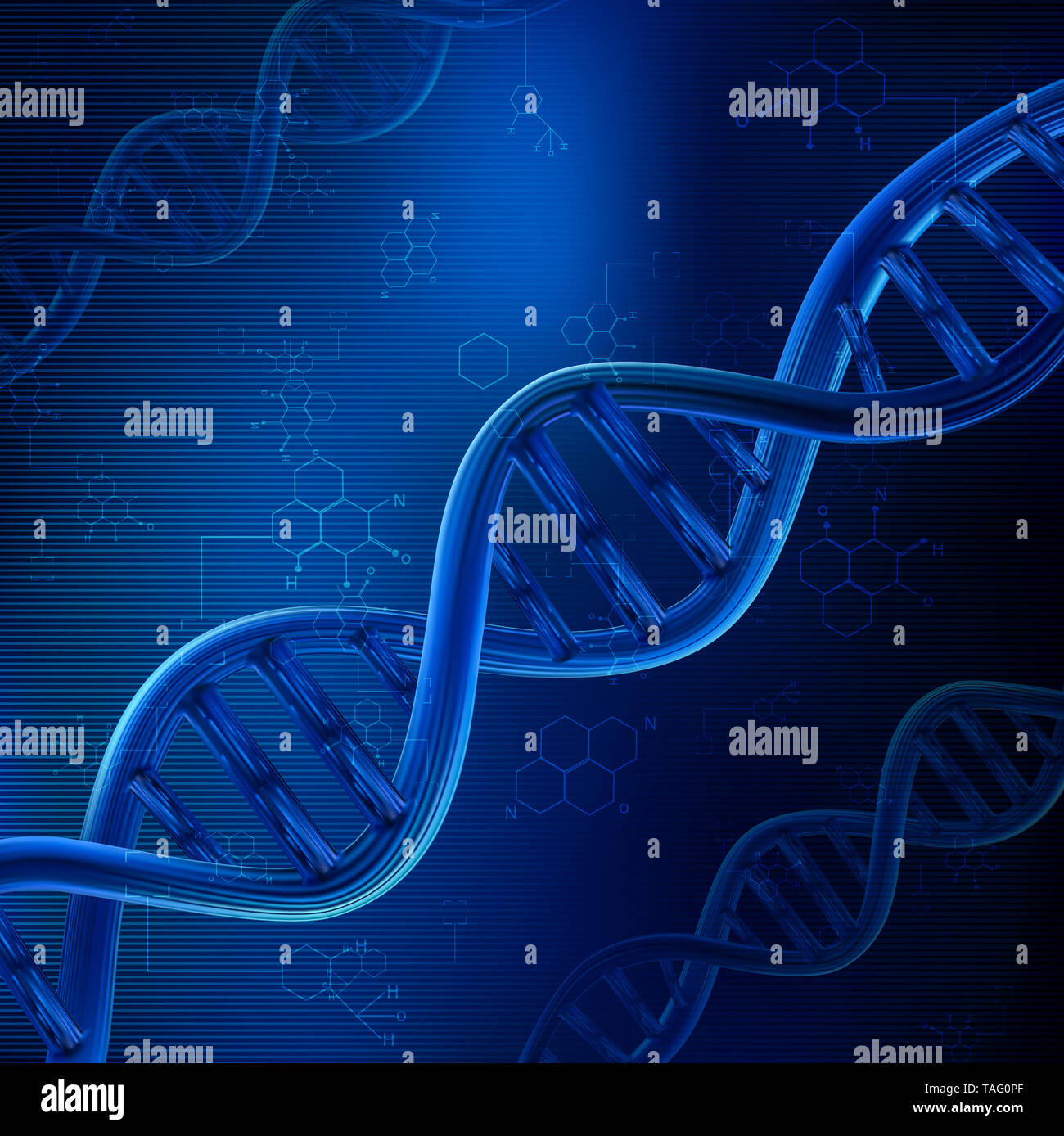 Dna-Vektor blaue Linie blauer Hintergrund Stockfoto