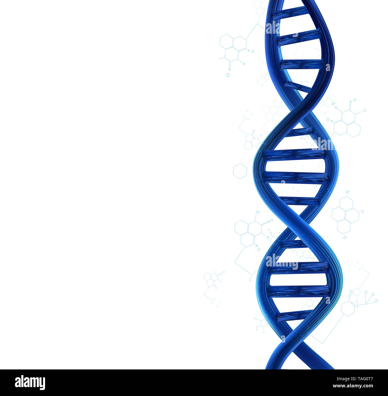 Dna-Vektor blue line Weißer Hintergrund Stockfoto