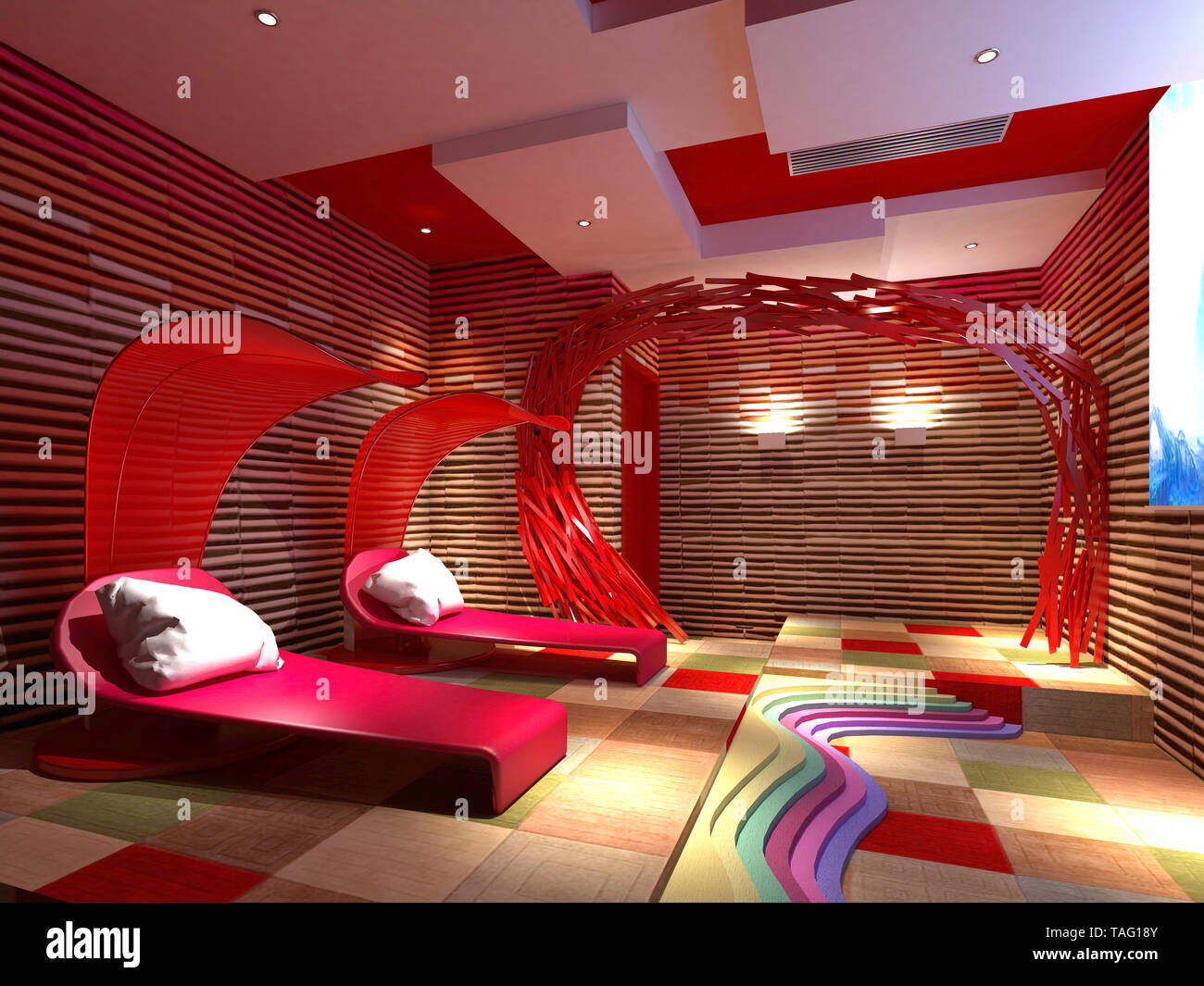3D-Render Spa Massage und Wellness Zimmer Stockfoto