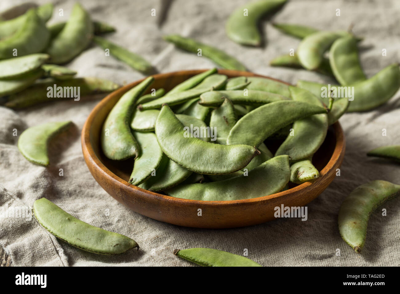 Raw Green Organic indischen Desi Papdi grüne Bohnen Stockfoto