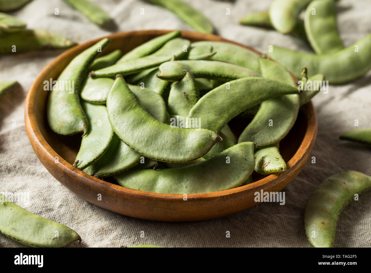 Raw Green Organic indischen Desi Papdi grüne Bohnen Stockfoto