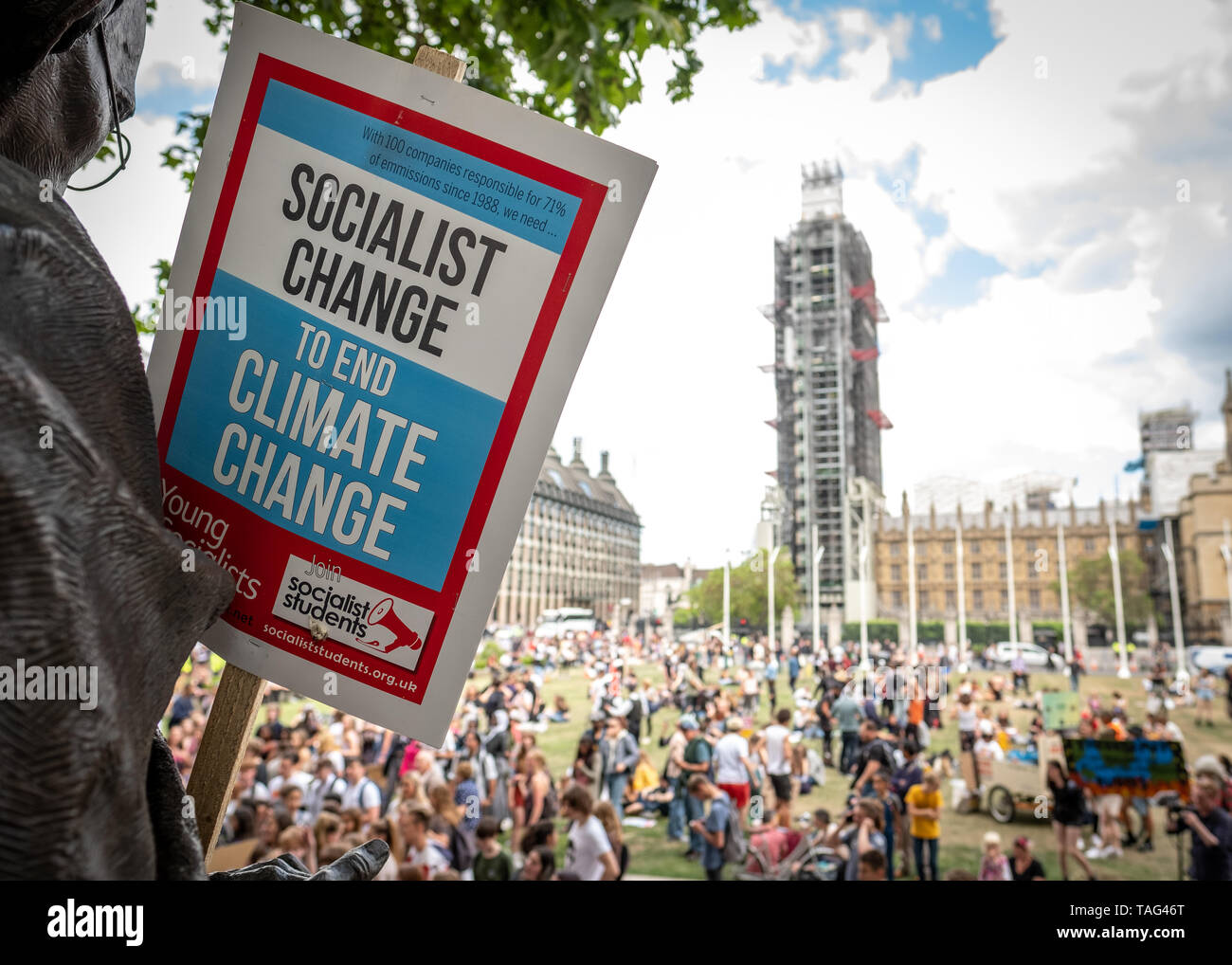 London - Mai 2019: Aussterben rebellion Protest auf den Parliament Square Stockfoto