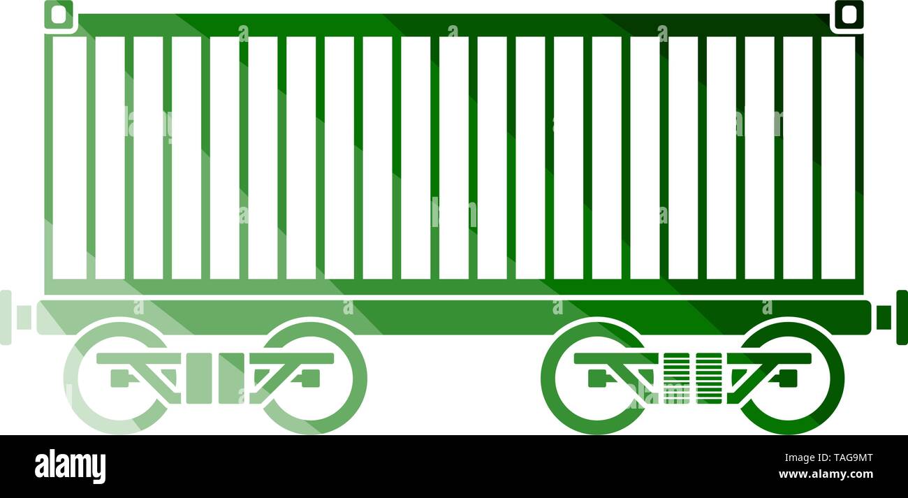 Bahn Cargo Container Symbol. Flachen Farbe Leiter Design. Vector Illustration. Stock Vektor