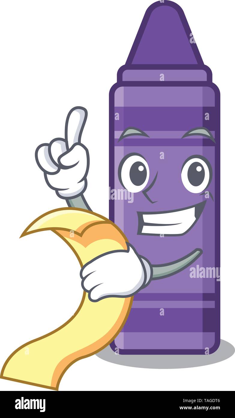 Mit Menü purple crayon mit dem Charakter isoliert Stock Vektor