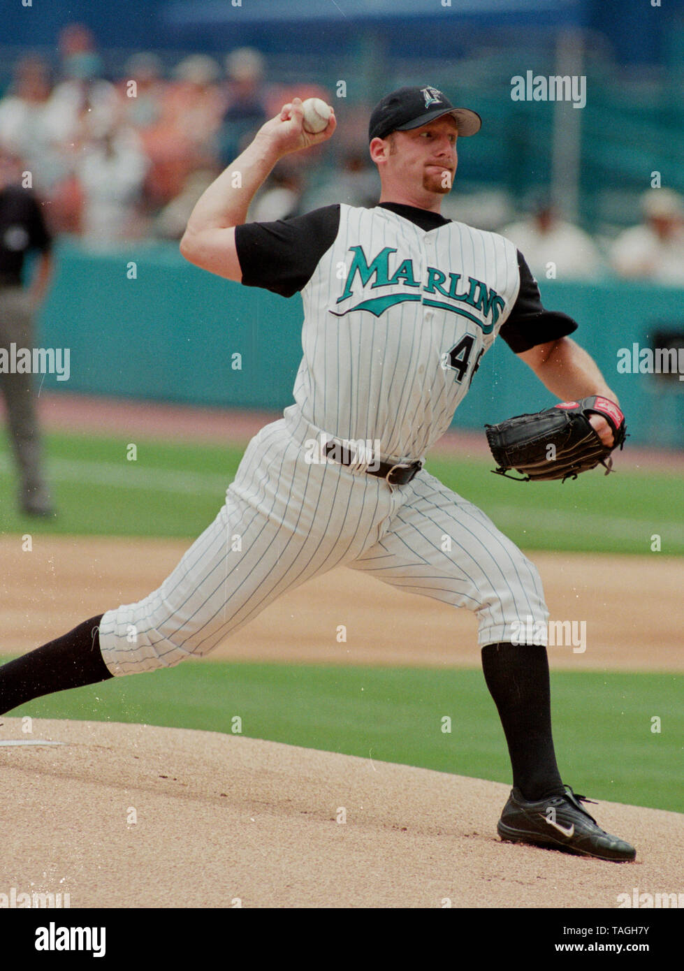Florida Marlins Krug Ryan Dempster in Aktion an der Joe Robbie Stadium im Jahr 2001 in Miami, Florida. Stockfoto