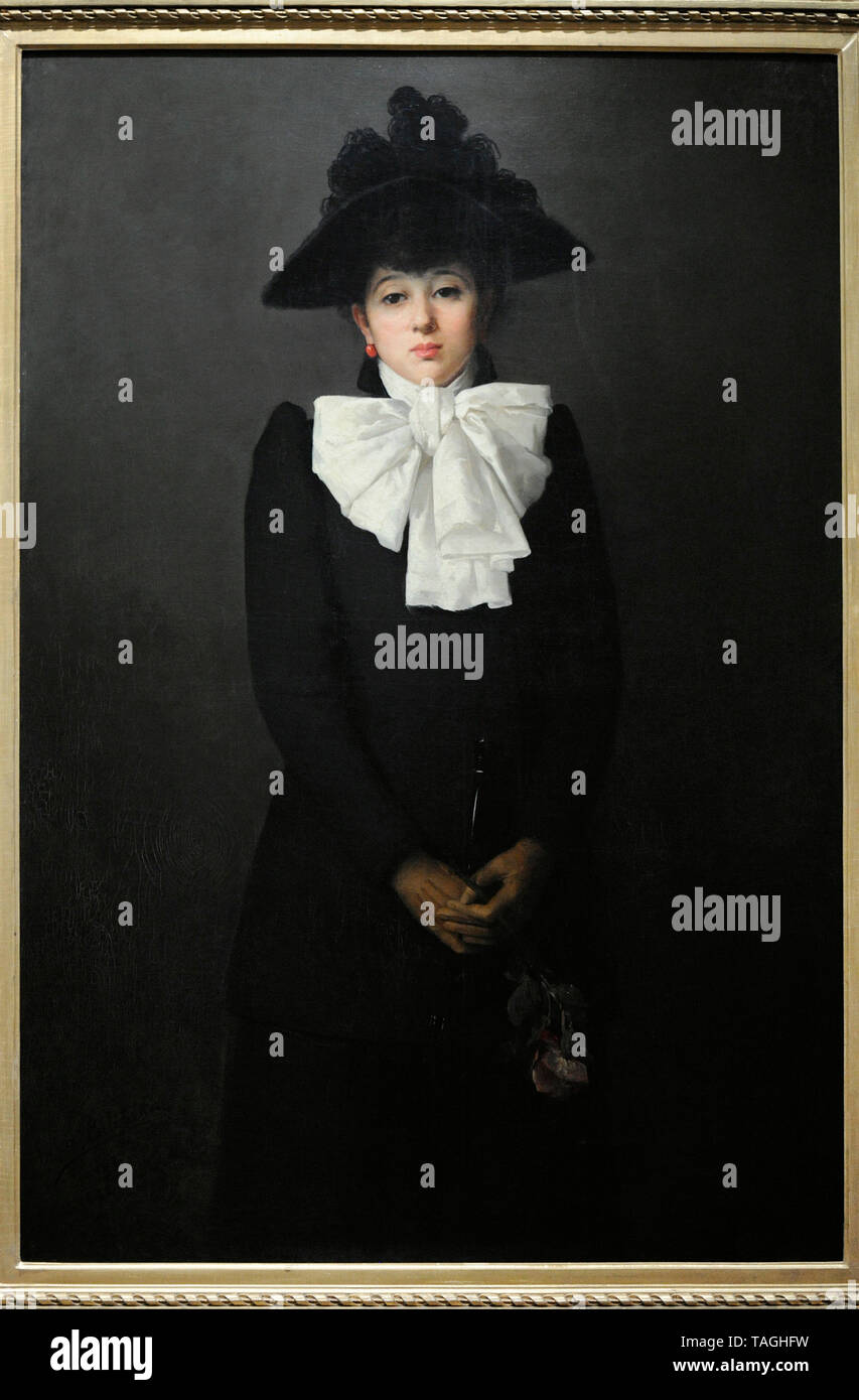 Anna Bilinska-Bohdanowicz (1857-1893). Polnische Maler. Porträt einer jungen Frau mit einer Rose (Porträt von Mlle R.), 1892. National Museum. Warschau. Polen. Stockfoto