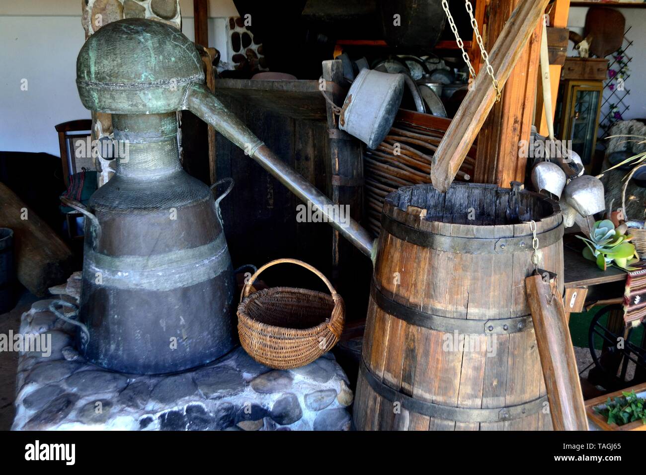 Alembic - Ethnographische komplex Damascena Rose in Kasanlak. Provinz von Stara Zagora BULGARIEN Stockfoto