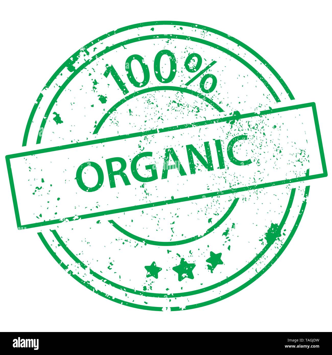 Grüne runde Stempel mit den Worten 100% Bio auf weißem Hintergrund Stock Vektor