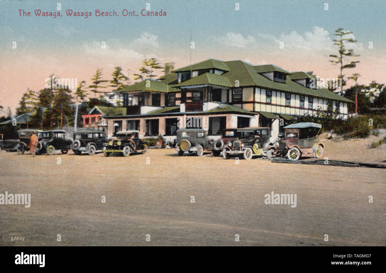 Wasaga Beach Ontario Kanada, alte Postkarte. Stockfoto