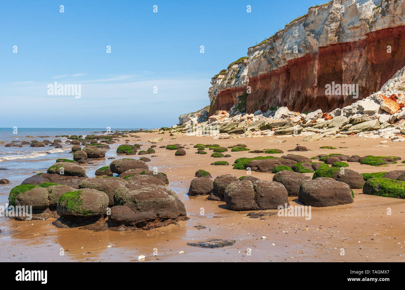 Anzeigen von Felsen und Klippen an der Küste von North Norfolk hunstanton Großbritannien Anfang Sommer Stockfoto