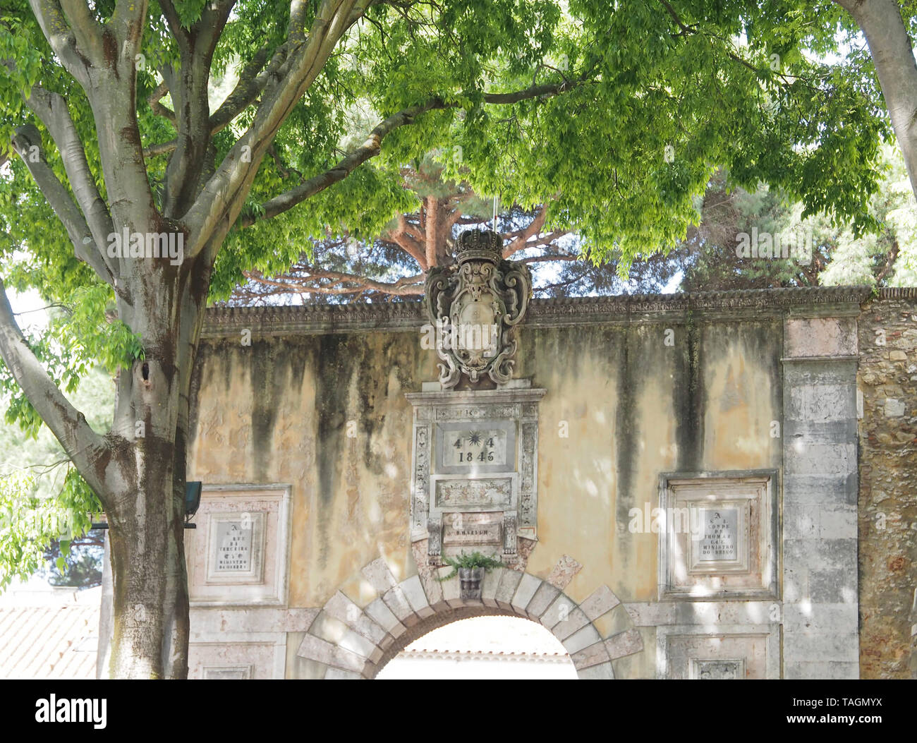 Eingang von Castelo de Sao Jorge in Lissabon Stockfoto