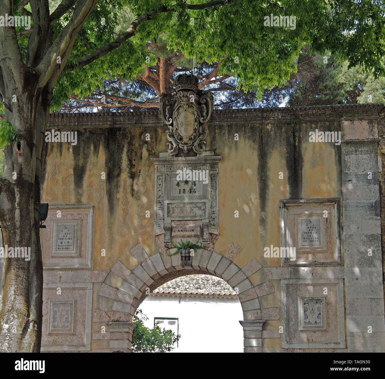 Eingang von Castelo de Sao Jorge in Lissabon Stockfoto