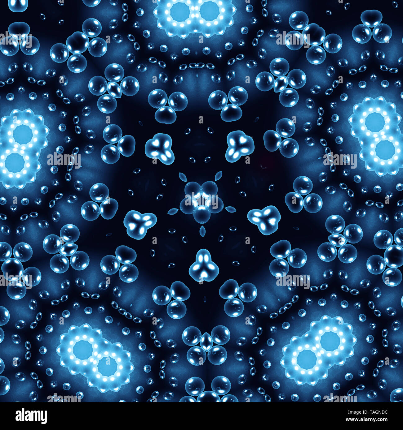 Abstrakte Magic Blue Muster mit transparenten Blasen Stockfoto