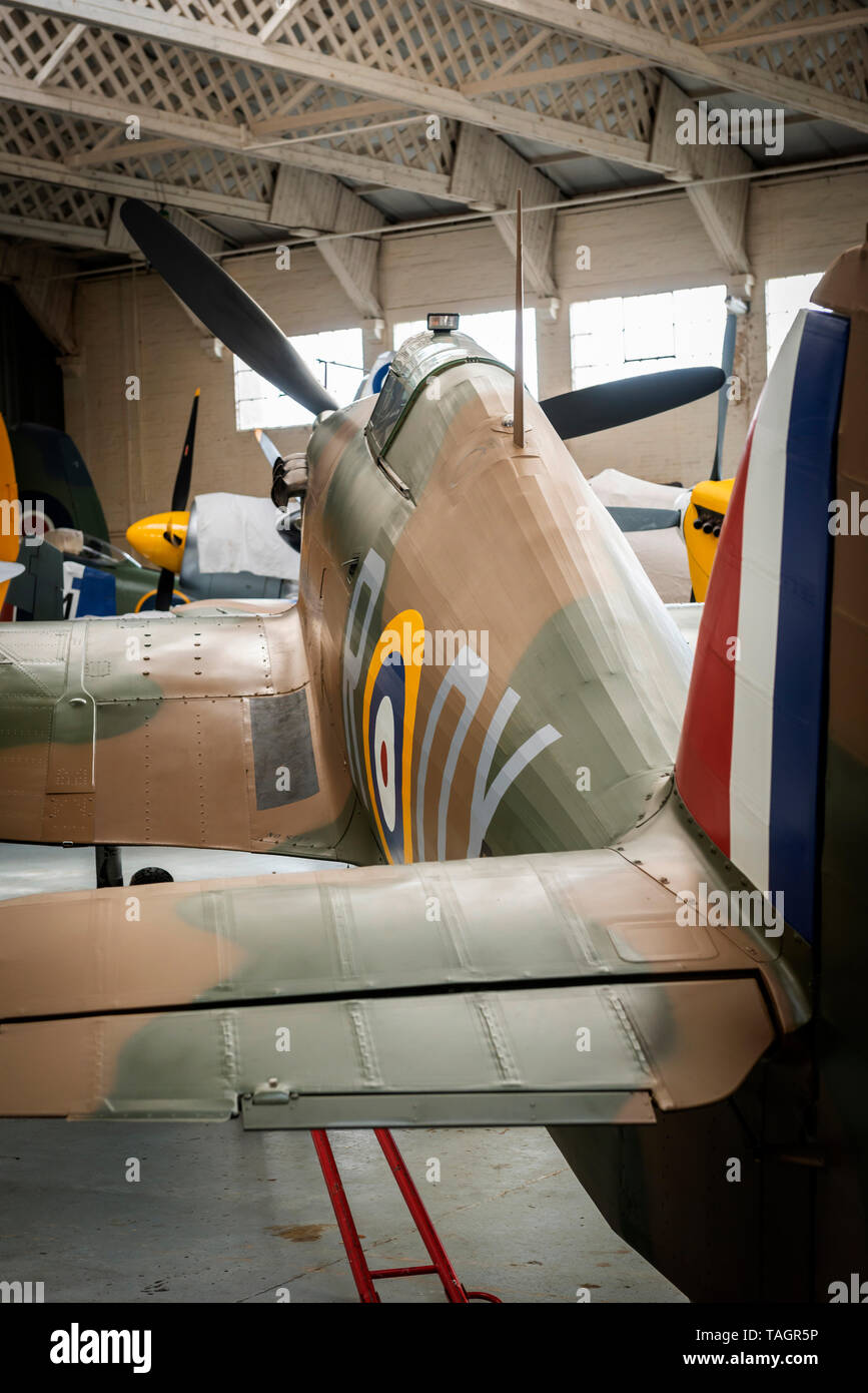 Hawker Hurricane Weltkrieg zwei jagdflugzeug im Imperial War Museum, Duxford, Cambridgeshire, Großbritannien Stockfoto