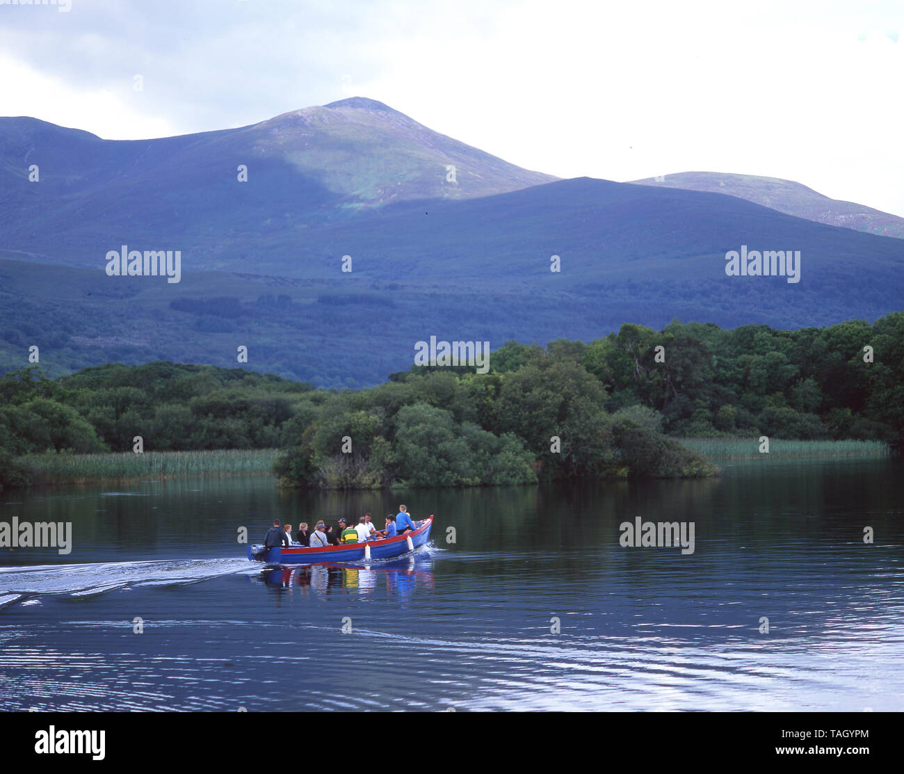 Boot auf See Killarney, Killarney National Park, County Kerry, Provinz Munster, Republik von Irland Stockfoto