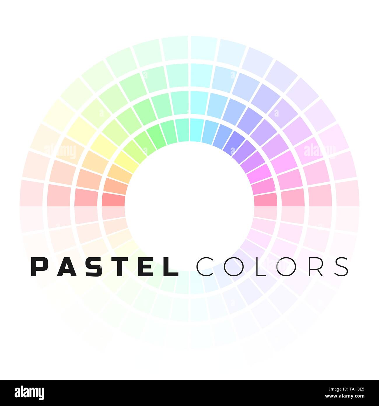 Diskrete Satz von Pastelltönen. Kreis Farbpalette. Pastellfarben Spektrum. Vector Illustration auf weißem Hintergrund Stock Vektor