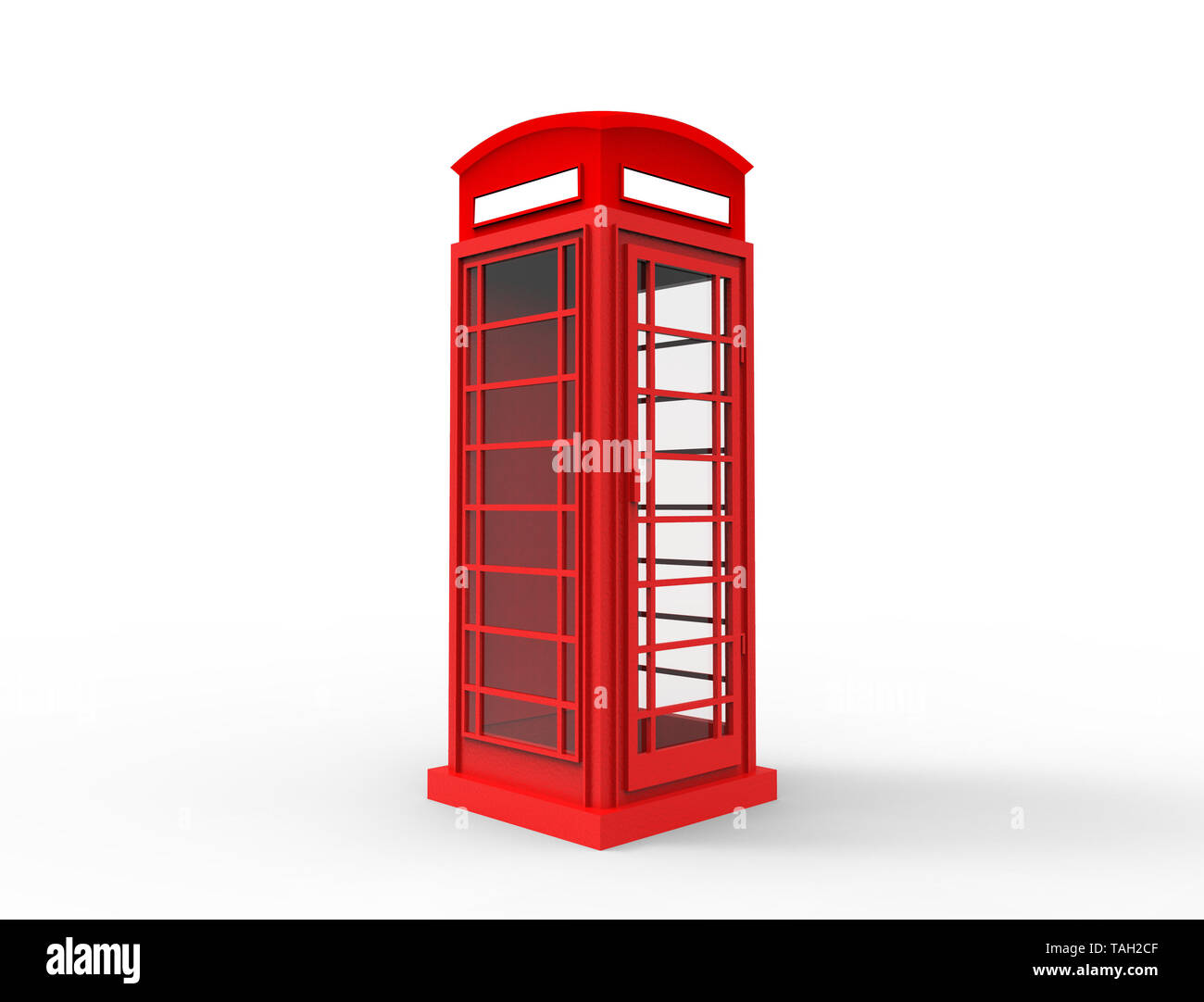 3D-Rendering eines roten Classic telephonebooth in weißer Hintergrund Stockfoto