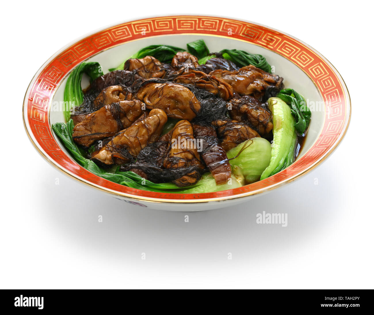 Geschmorte getrocknete Austern mit schwarzem Moos (ho Siehe fat Choy), der Traditionellen Chinesischen neue Jahr Teller Stockfoto