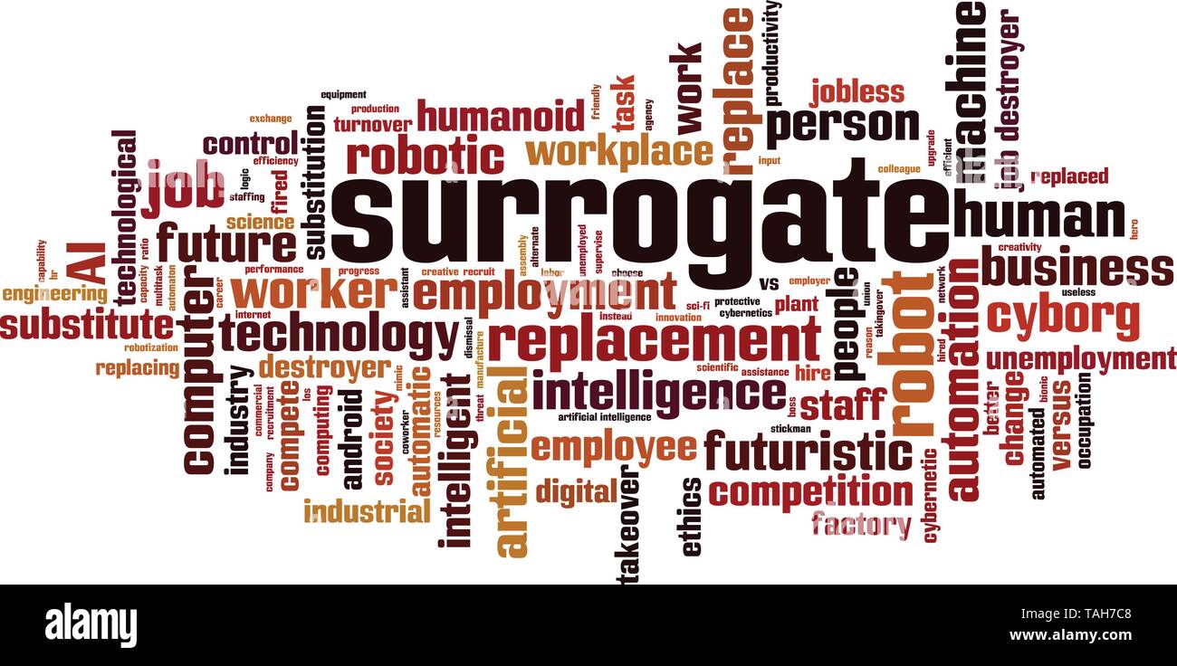 Surrogat cloud Konzept. Collage aus Worte über Surrogat. Vector Illustration Stock Vektor