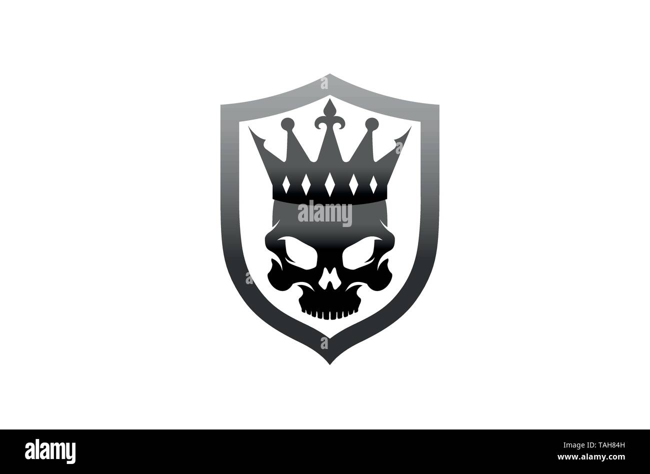 Kreative Schwarz Skull Crown King Logo Design Illustration Stock Vektor