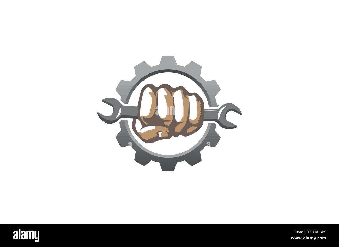 Kreative Mechaniker Gang Hand Schraubenschlüssel Logo Vektor Design  Illustration Stock-Vektorgrafik - Alamy