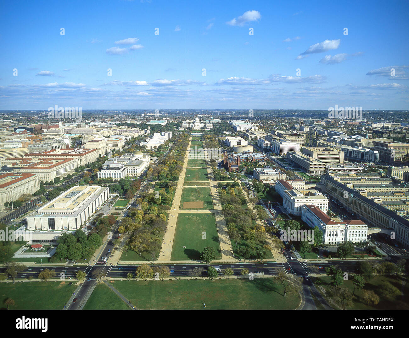 Blick auf die Stadt von Washington Monument, Washington DC, Vereinigte Staaten von Amerika Stockfoto